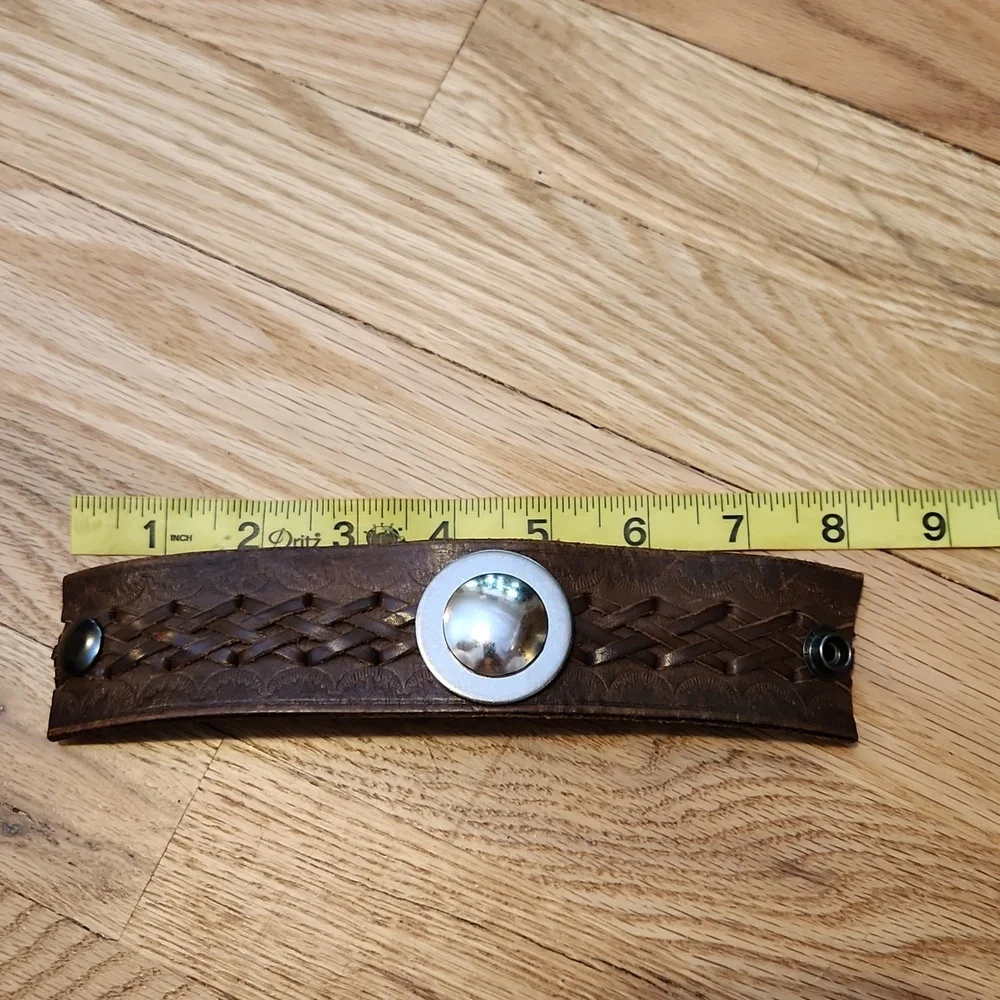 Banana Republic Brown Leather Bracelet With Silver Metal Detail